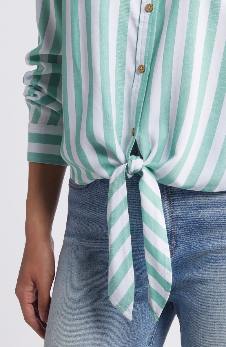 beachlunchlounge Marlo Stripe Tie Front Button-Up Shirt, Alternate, color,