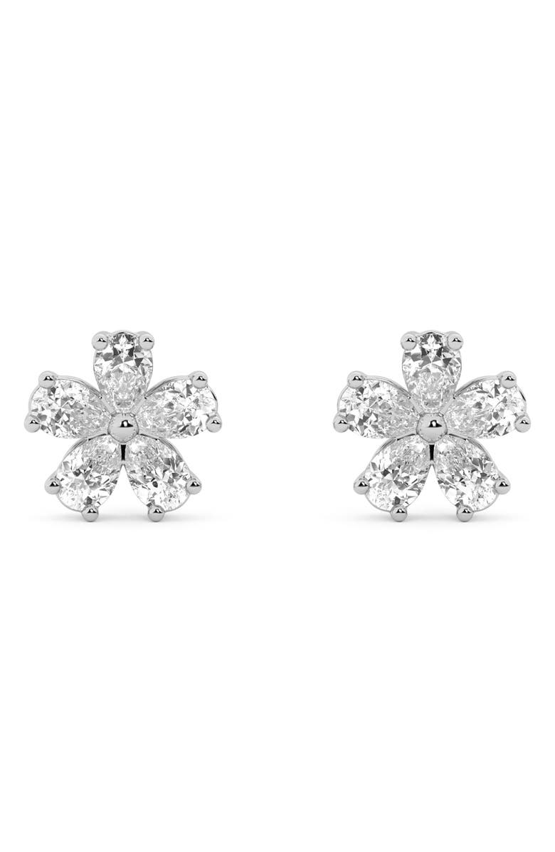 Everyday By HauteCarat Lab Grown Diamond Flower Stud Earrings, Main, color, 14K White Gold