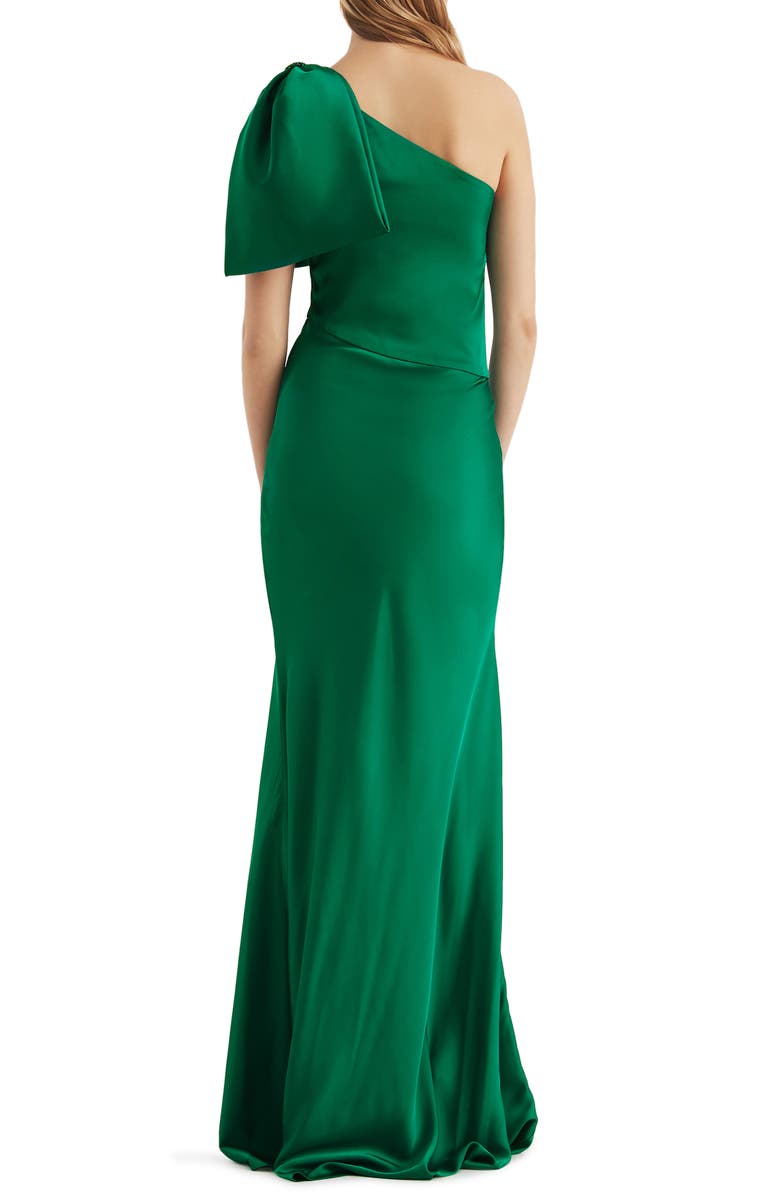 Sachin & Babi Aubrey One-Shoulder Satin Charmeuse Gown, Alternate, color, Emerald