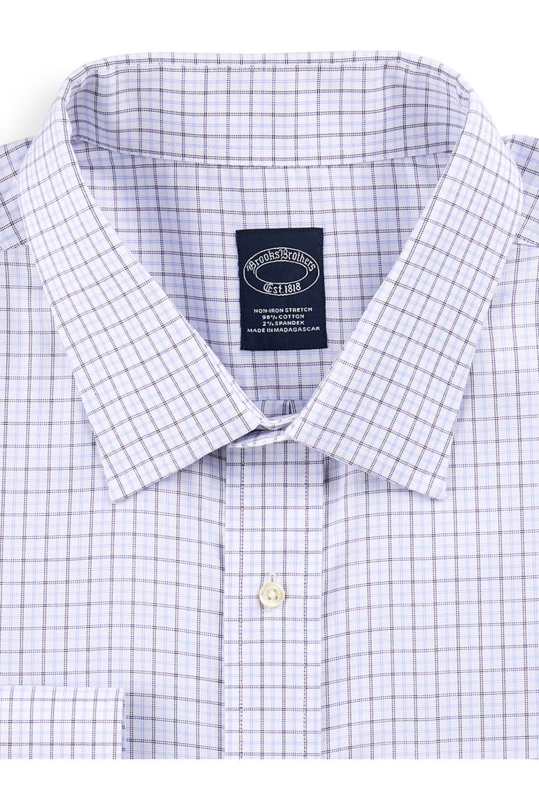 Big & Tall Non-Iron Tattersall Dress Shirt, Alternate, color, PURPLE