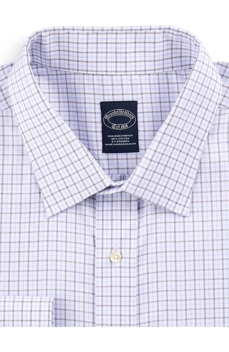 Brooks Brothers Big & Tall Non-Iron Tattersall Dress Shirt, Alternate, color, Purple