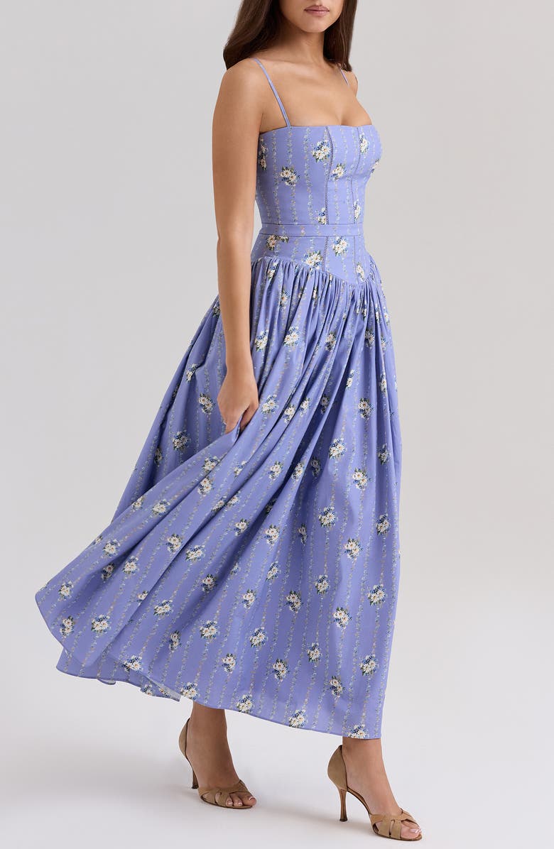 HOUSE OF CB Ysabella Floral Maxi Sundress, Main, color, Daisy Stripe Blue