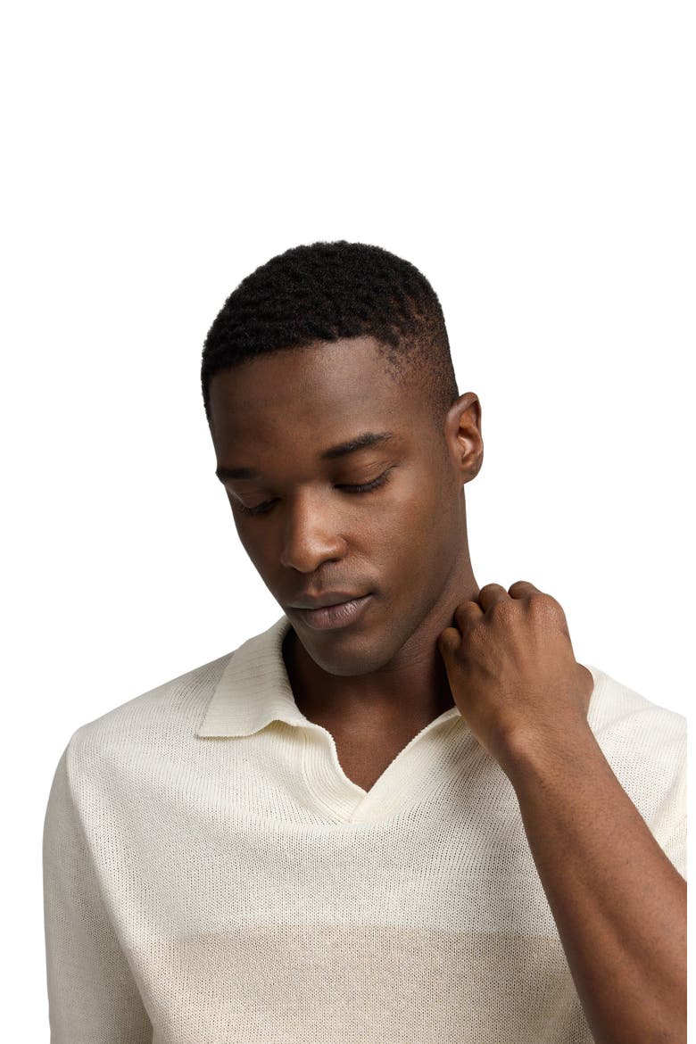 Silk Linen Short Sleeve Johnny Polo, Alternate, color, Melange