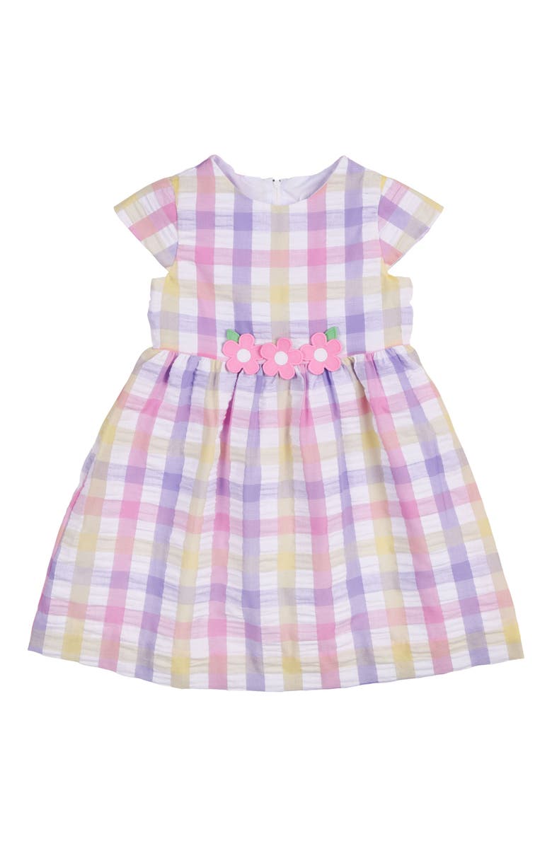 Florence Eiseman Pastel Plaid Dress With Flowers, Main, color, Multicolor