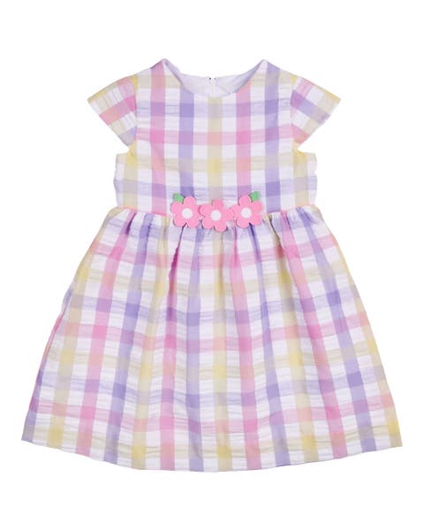 Pastel Plaid Dress With Flowers