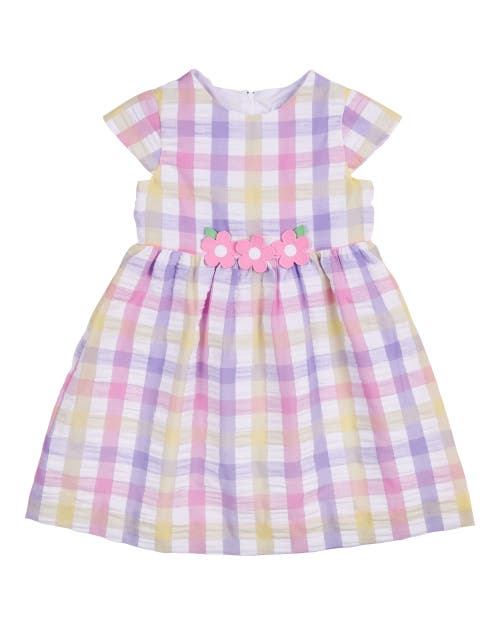 FLORENCE EISEMAN FLORENCE EISEMAN PASTEL PLAID DRESS WITH FLOWERS 