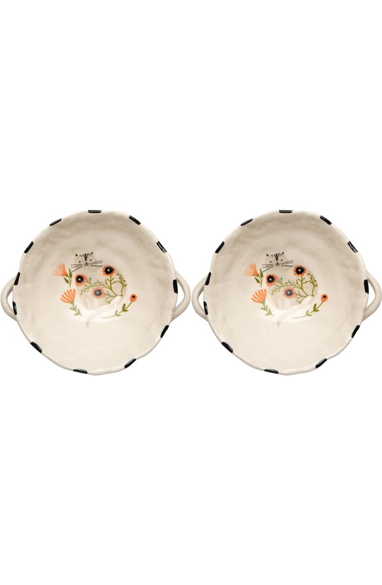 Danica Brands Footed Catbloom Bowl - Set of 2, Main, color, Beige