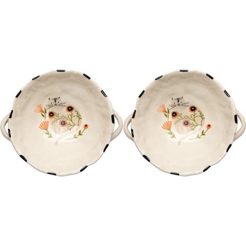 Footed Catbloom Bowl - Set of 2