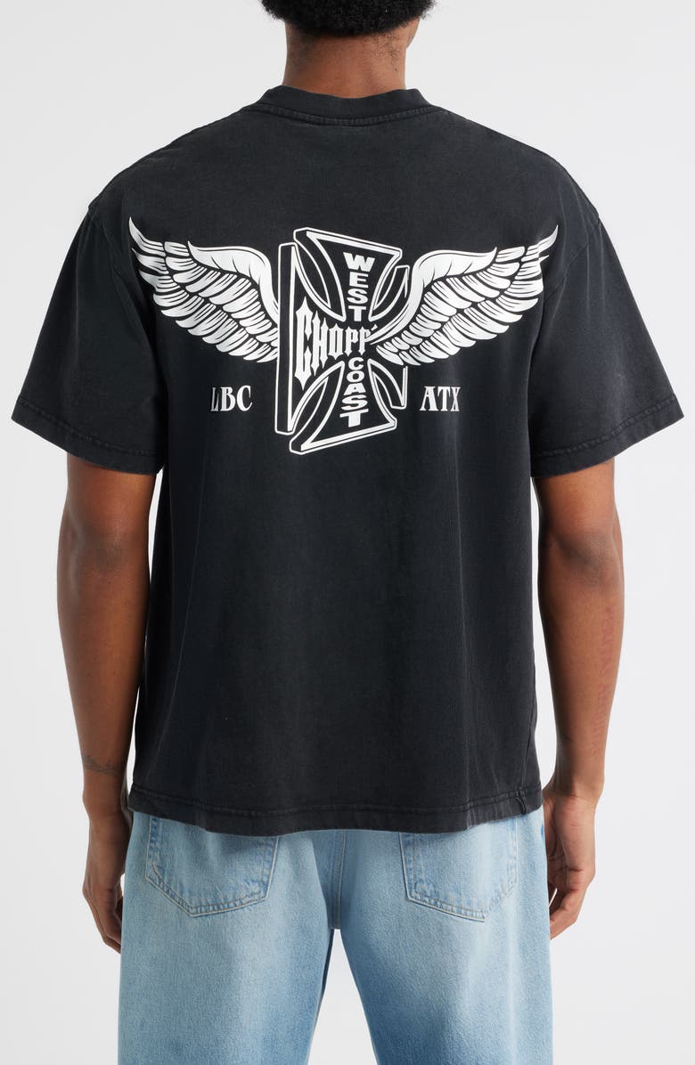 ID Supply Co West Coast Choppers First Flight Cotton Graphic T-Shirt, Alternate, color, Washed Black