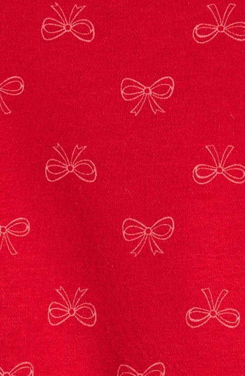 Shop Tucker + Tate Kids' Print Long Sleeve Drawstring Waist Sweatshirt Dress In Red Goji Cheerful Bow