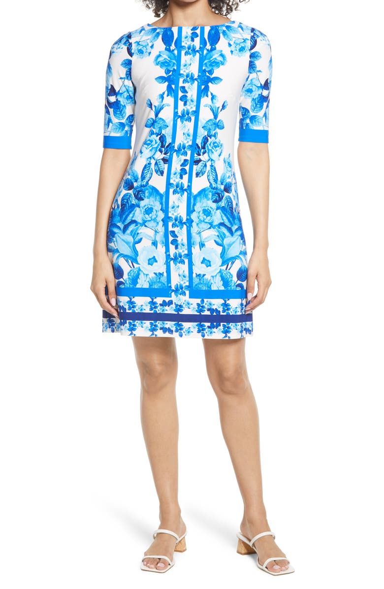 Eliza J Border Print Sheath Dress, Main, color,