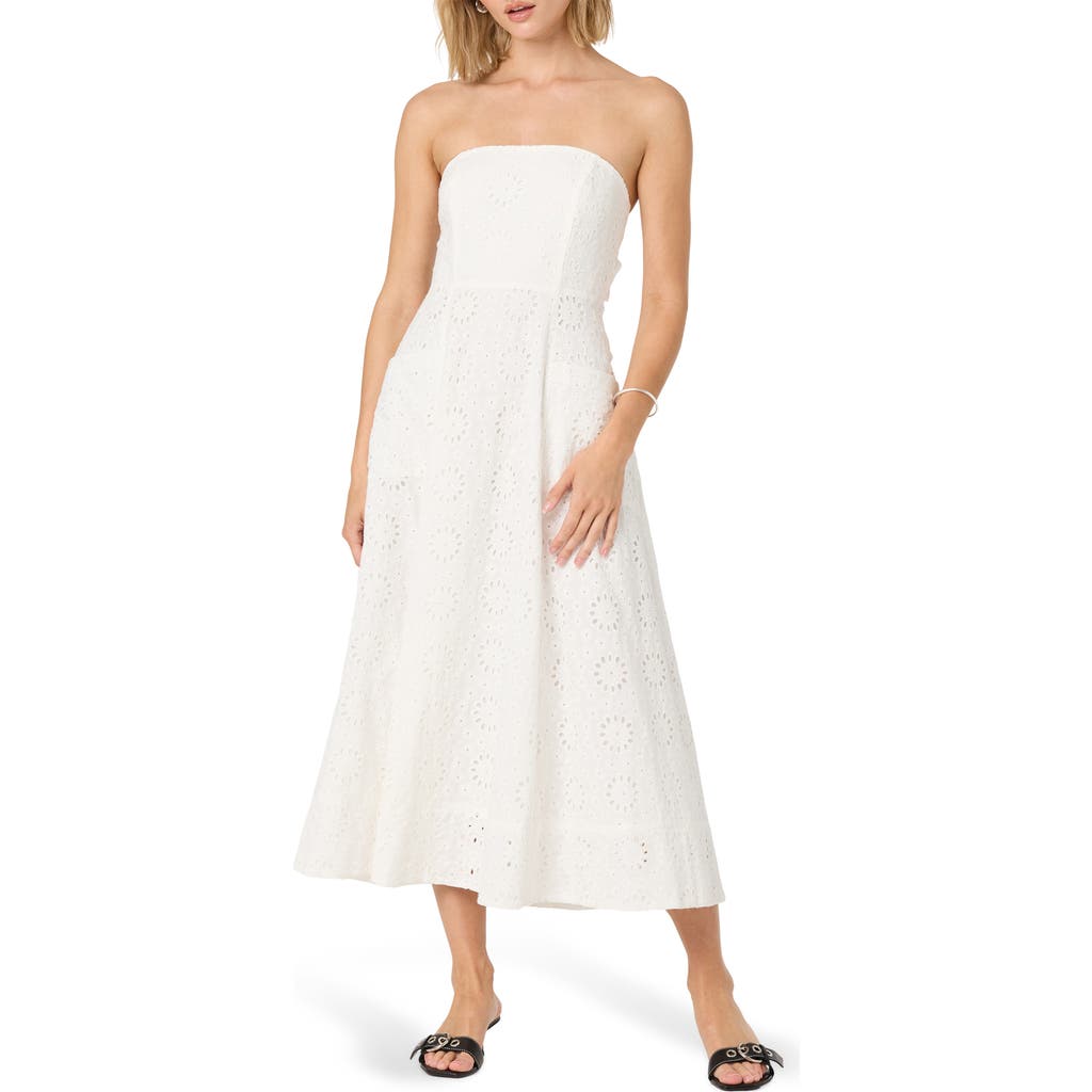 Astr The Label Strapless Cotton Eyelet Dress