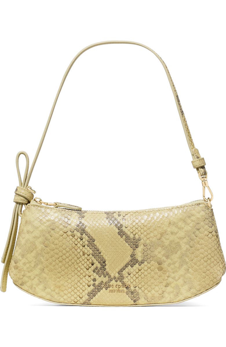 Kate Spade New York loop snakeskin embossed leather pochette shoulder bag, Main, color, Pale Citron