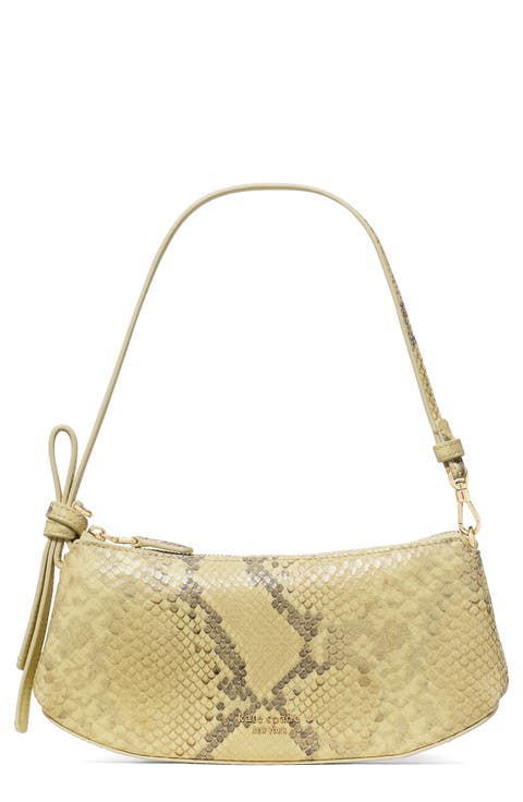 loop snakeskin embossed leather pochette shoulder bag