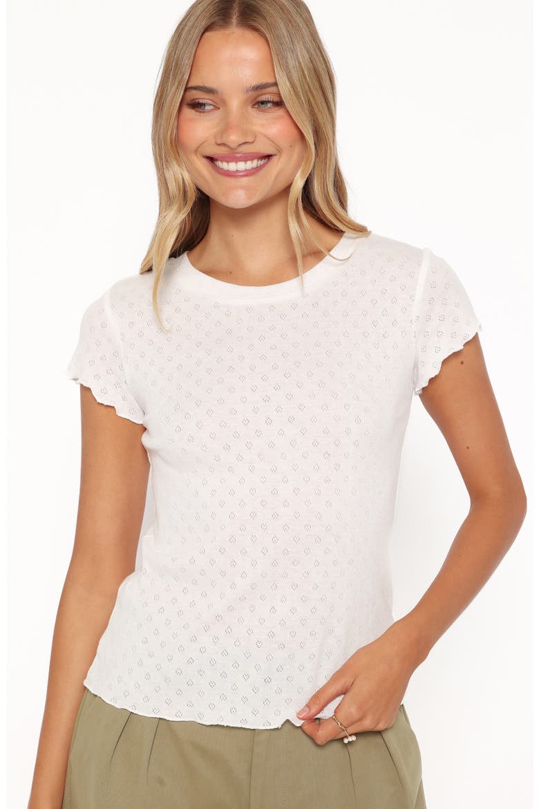 Darla Pointelle Baby Tee, Alternate, color, WHITE