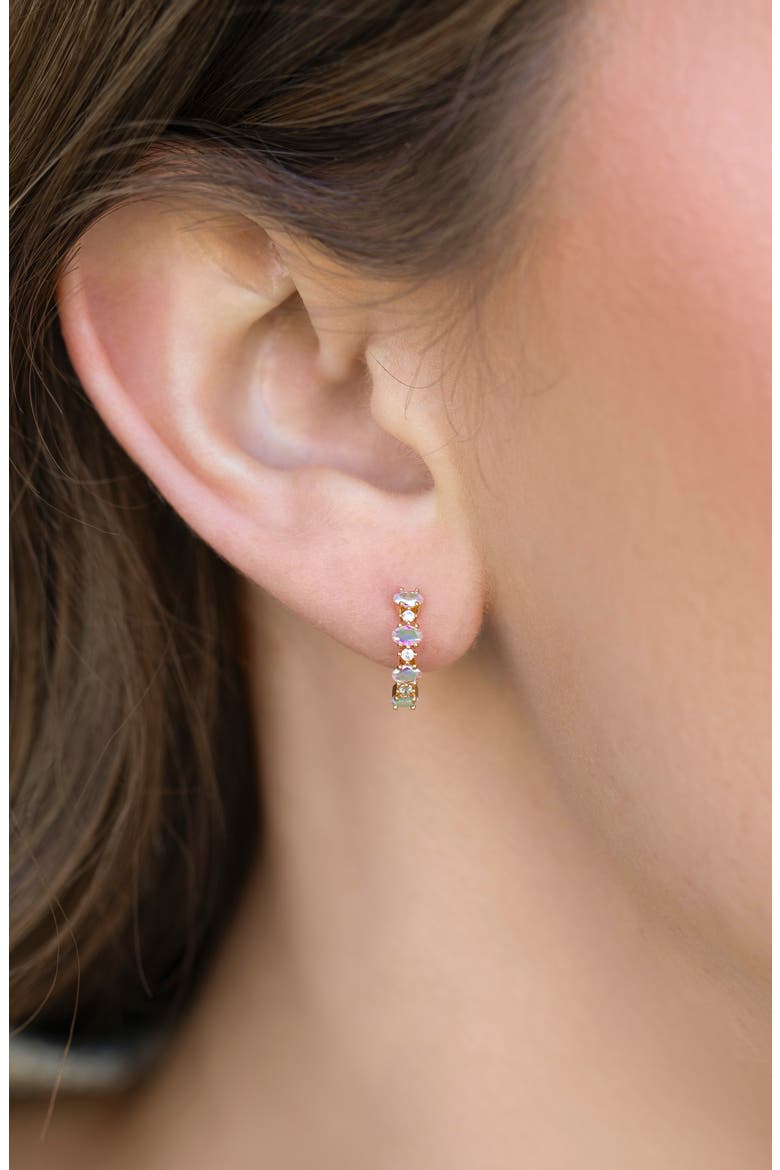 Iridescent Galaxy Huggie Hoope Earrings, Alternate, color, GOLD