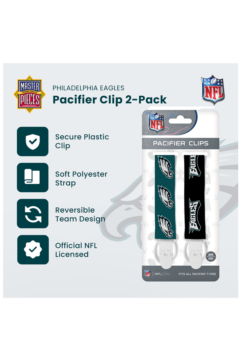 Philadelphia Eagles Pacifier Clip 2-Pack, Alternate, color, Multicolor