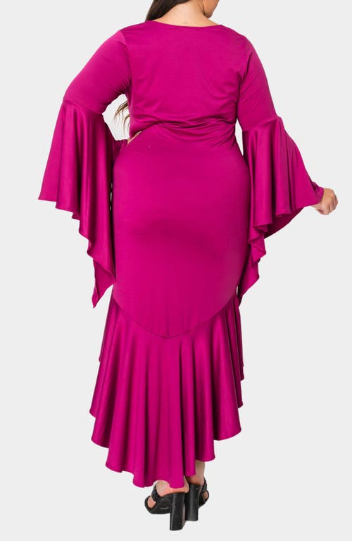 L I V D Arielle Flowy Long Sleeve High-low Dress In Magenta