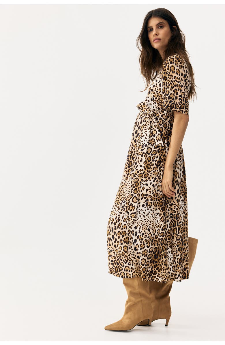 H&M Mama Before & After Shirt Dress, Main, color, Light Beige/Leopard Print