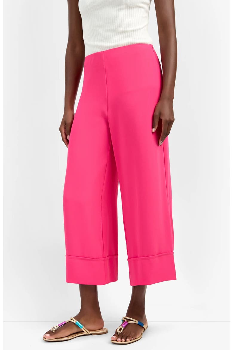 Bahooka Cropped Wide-Leg Georgette Pant, Alternate, color, Pink