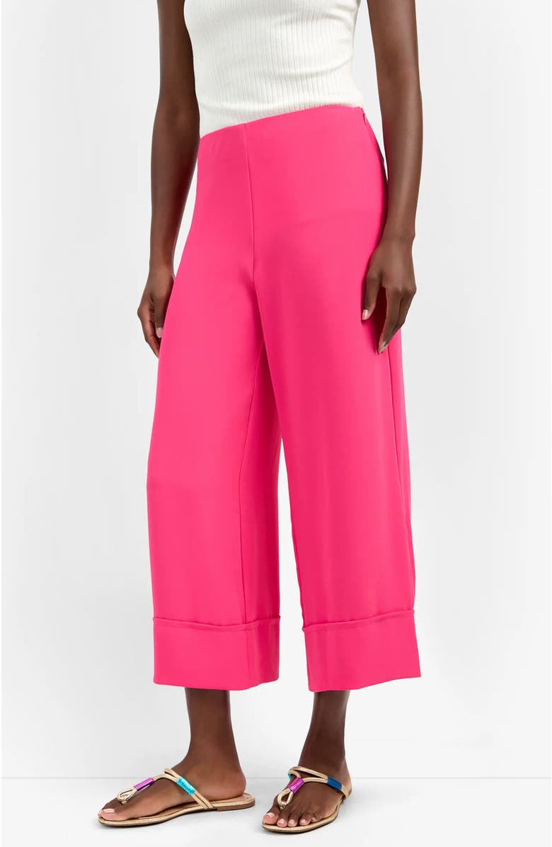 Trina Turk Bahooka Cropped Wide-Leg Georgette Pant, Alternate, color, Pink