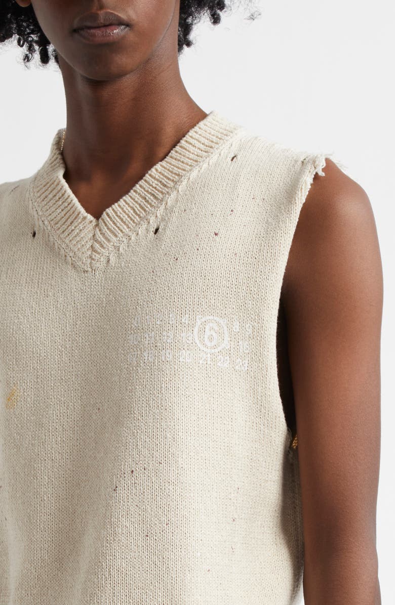 MM6 Maison Margiela Distressed Cotton Blend Sweater Vest, Alternate, color, 