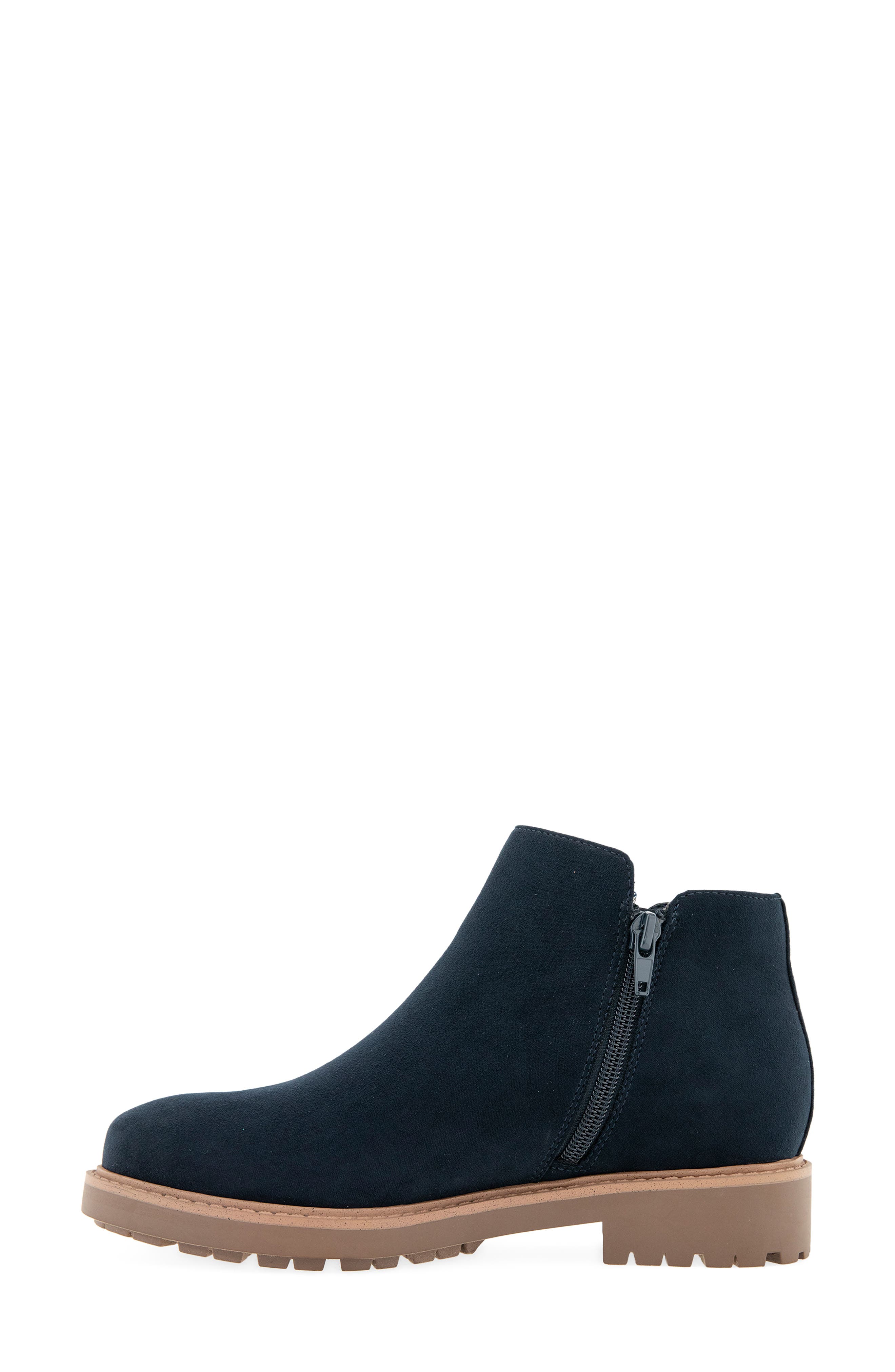Saige Faux Leather Bootie, Alternate, color, NAVY FAUX SUEDE