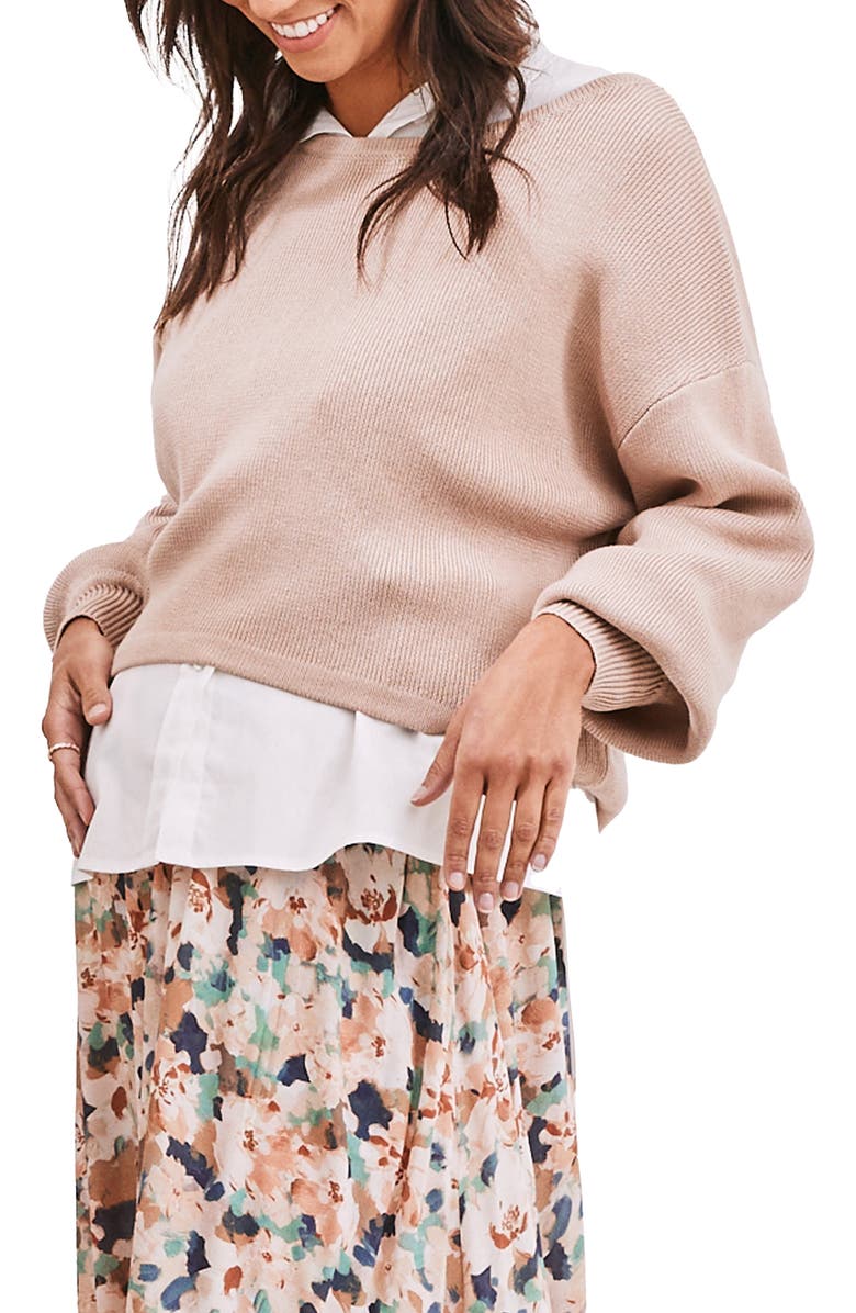 Angel Maternity Sylvie Crop Rib Maternity/Nursing Sweater, Alternate, color, 