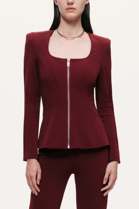 Zip-Front Structured Top