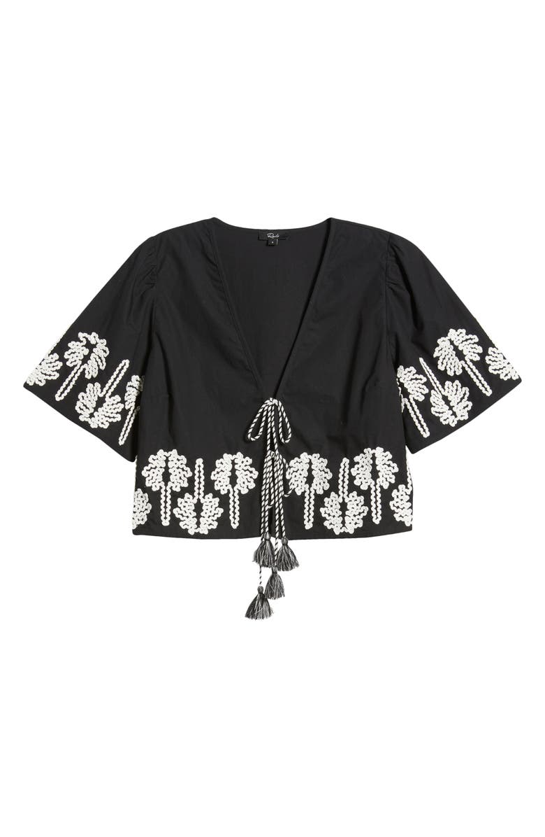 Rails Pari Rickrack Palms Tie Front Cotton Crop Top, Alternate, color,