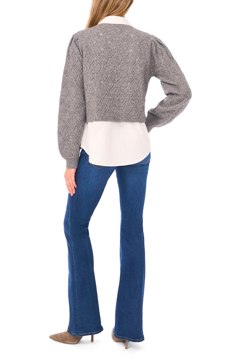 Ted Baker Pointelle Mixed Media Sweater, Alternate, color, Fossil