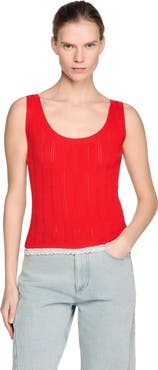 SANDRO Knit and lace top