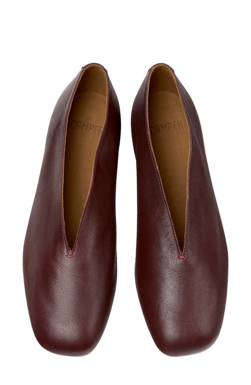 Camper Casi Myra Leather Flat Pumps In Burgundy