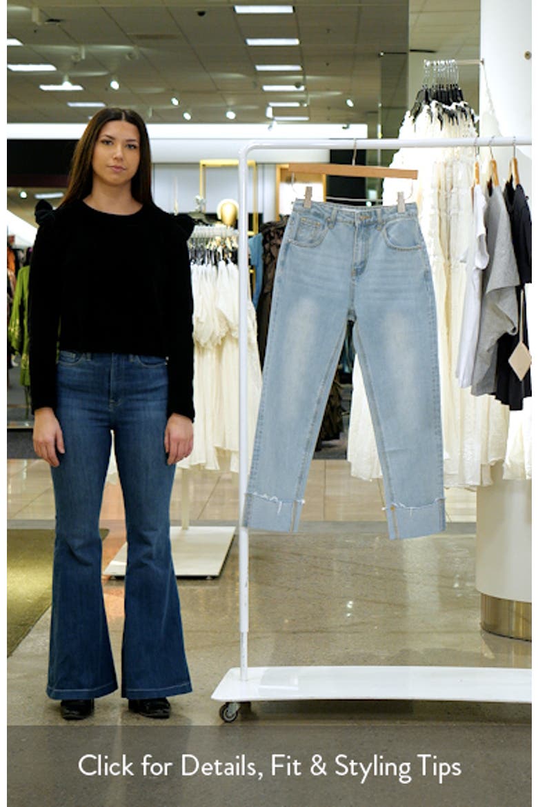 Frayed Cuff Straight Leg Ankle Jeans video
