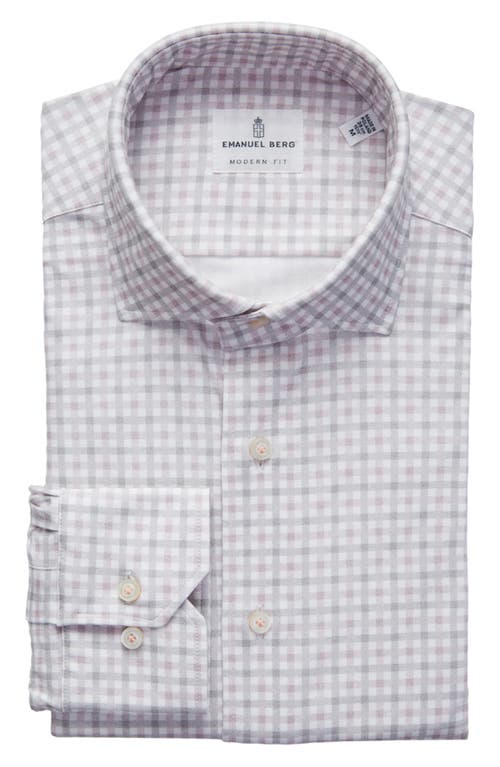 Emanuel Berg 4flex Stretch Modern Fit Check Knit Dress Shirt In Neutral