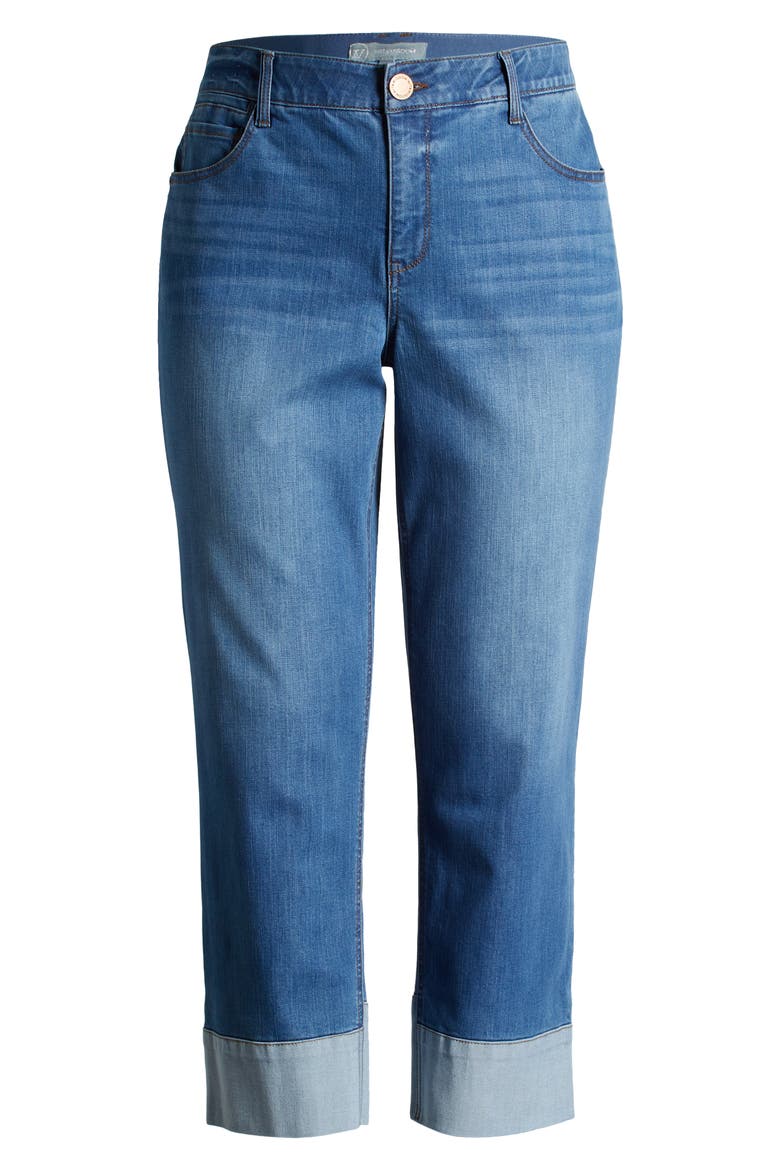 'Ab'Solution CoolMax® High Waist Ankle Straight Leg Jeans, Alternate, color, MID BLUE