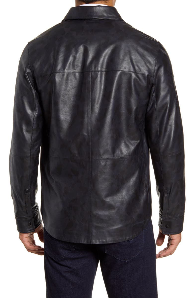 Robert Graham Gable Regular Fit Embossed Leather Shirt Jacket, Alternate, color,