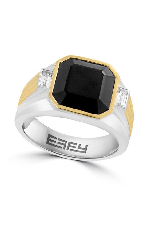 Onyx & White Topaz Statement Ring in Sterling Silver