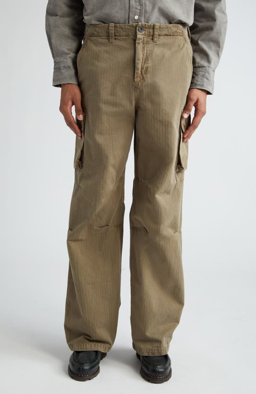 OUR LEGACY Mount Cotton Cargo Pants in Uniform Olive Herringbone at Nordstrom, Size 46