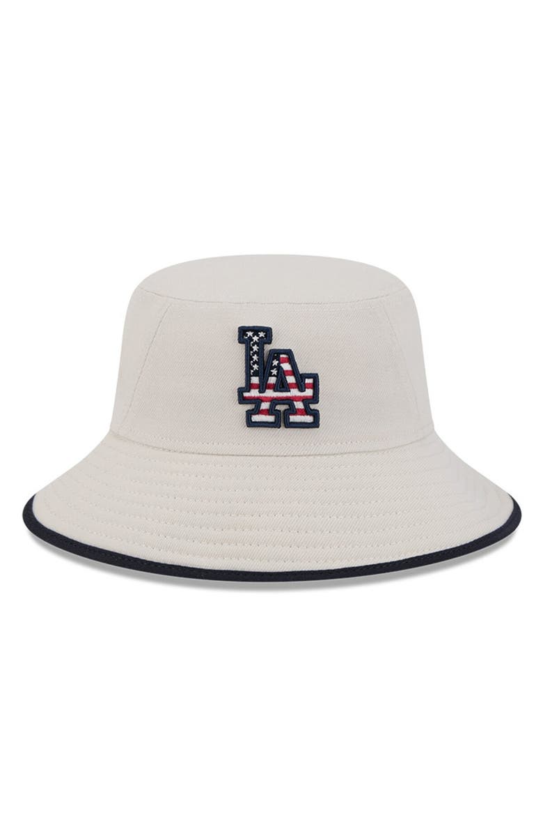 New Era Men's New Era Khaki Los Angeles Dodgers 2024 Fourth of July Bucket Hat, Alternate, color,
