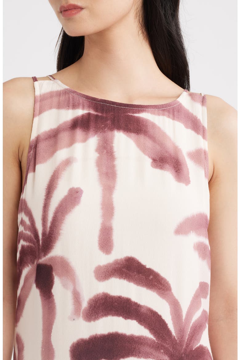 Isle Palm Tree Print Sleeveless Dress, Alternate, color, COCOA