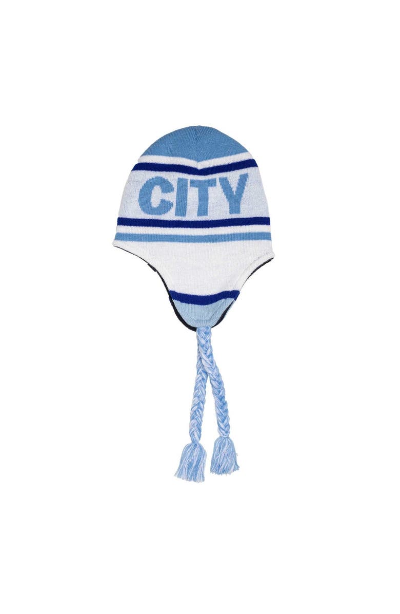 FAN INK Men's White Manchester City Chalet Tassel Knit Hat, Alternate, color,