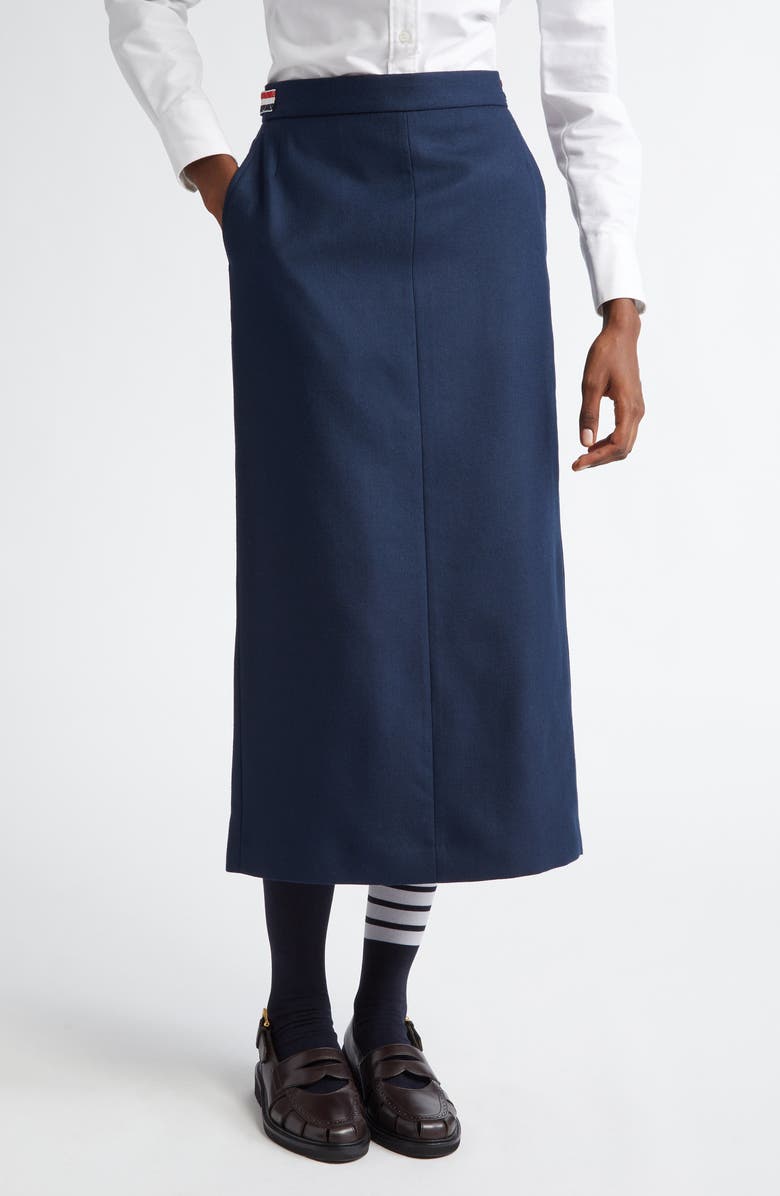 Thom Browne Tricolor Tab Wool Twill Pencil Skirt, Main, color,