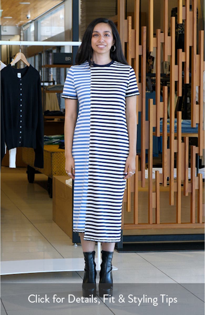 Mixed Stripe Cotton T-Shirt Dress, sales video thumbnail