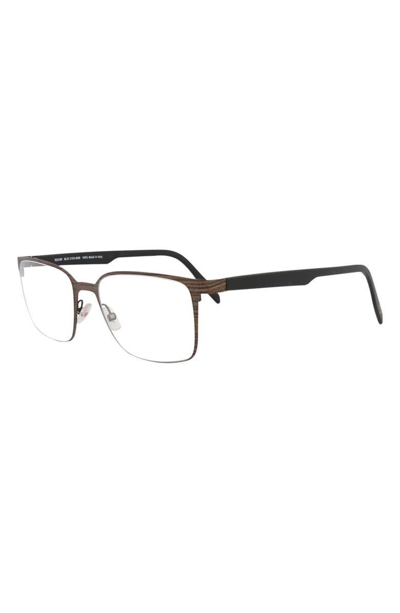 Maui Jim 53mm Rectangle Optical Frames, Alternate, color, Wood Grain Black Transparent