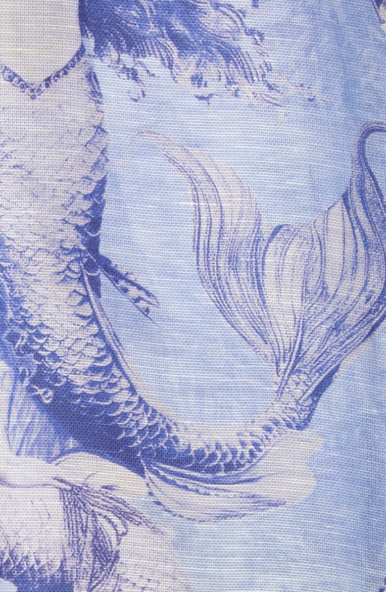 Zimmermann Rebellion Mermaid Silk & Linen Picnic Dress, Alternate, color, Blue Mermaid