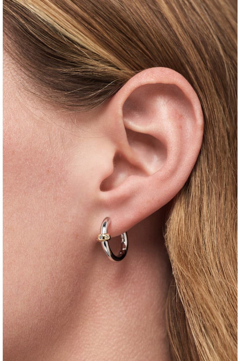 Cyrus Two-Tone Hoop Earrings, Alternate, color, GOLD / SILVER