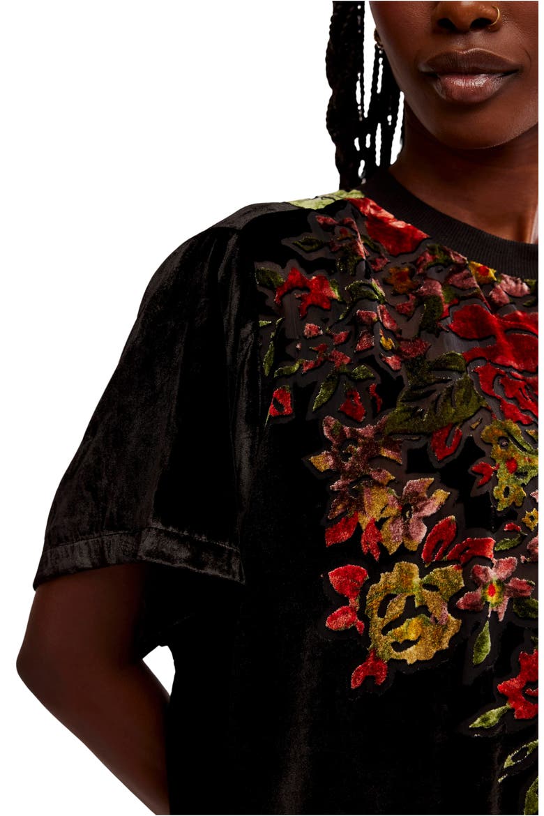 Sweet Echoes Floral Velvet Burnout Shift Minidress, Alternate, color, TWILIGHT COMBO