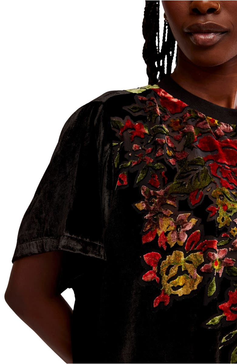 Free People Sweet Echoes Floral Velvet Burnout Shift Minidress, Alternate, color, 