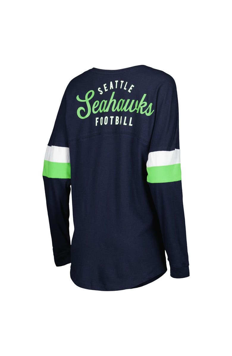 New Era Women's New Era College Navy Seattle Seahawks Athletic Varsity Lightweight Lace-Up Long Sleeve T-Shirt, Alternate, color, Navy